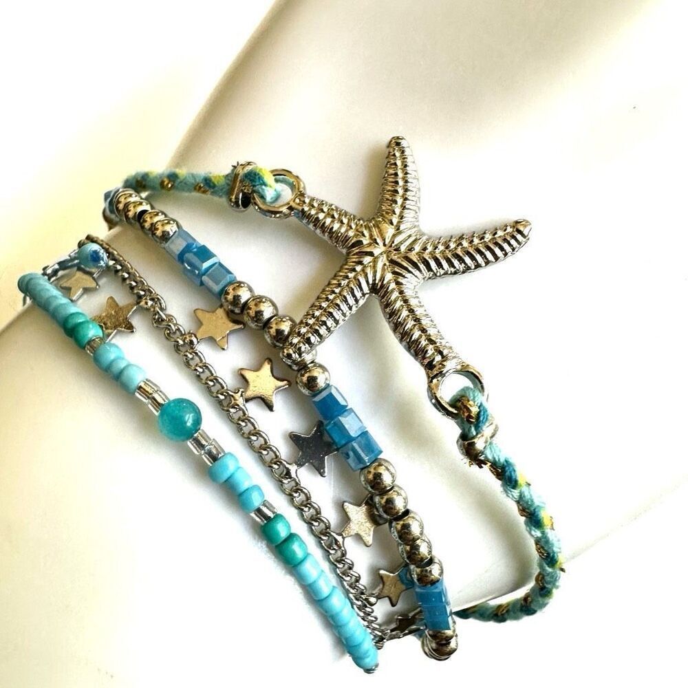 Urban Outfitters blue starfish bracelet set